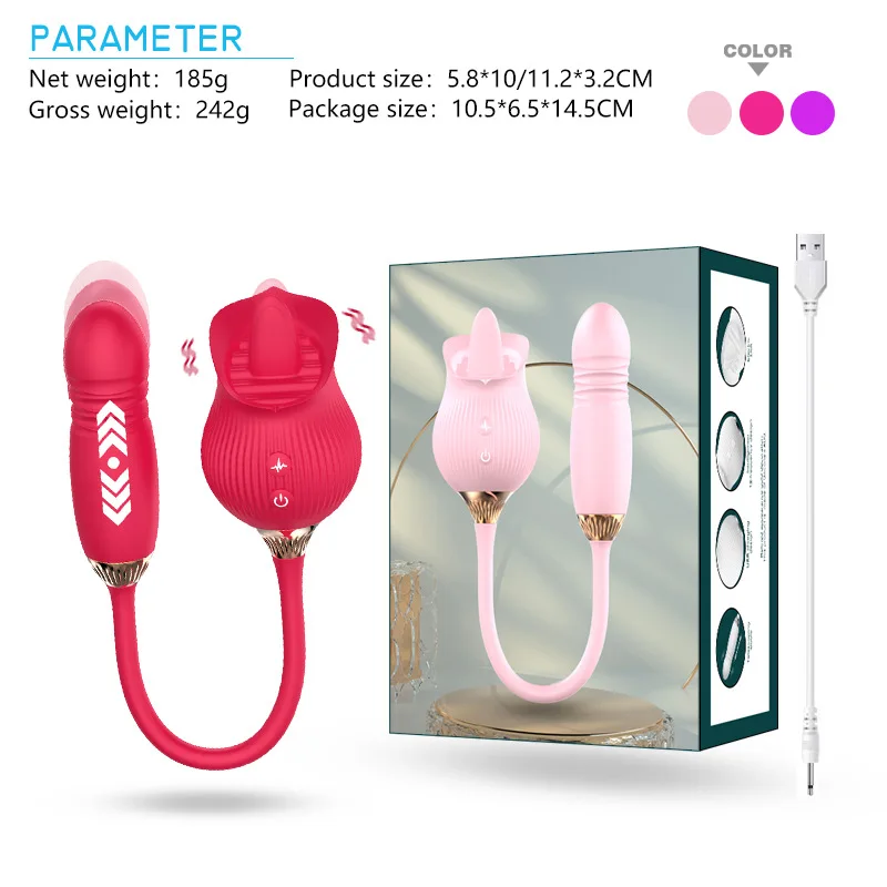 Telescopic Masturbator Rose Sex Vibrator Rose Tongue Licking Massage Masturbation Dildo Vibrator for Female Telescopic Masturbator Rose Sex Vibrator Rose Tongue Licking Massage Masturbation Dildo Vibrator for Female