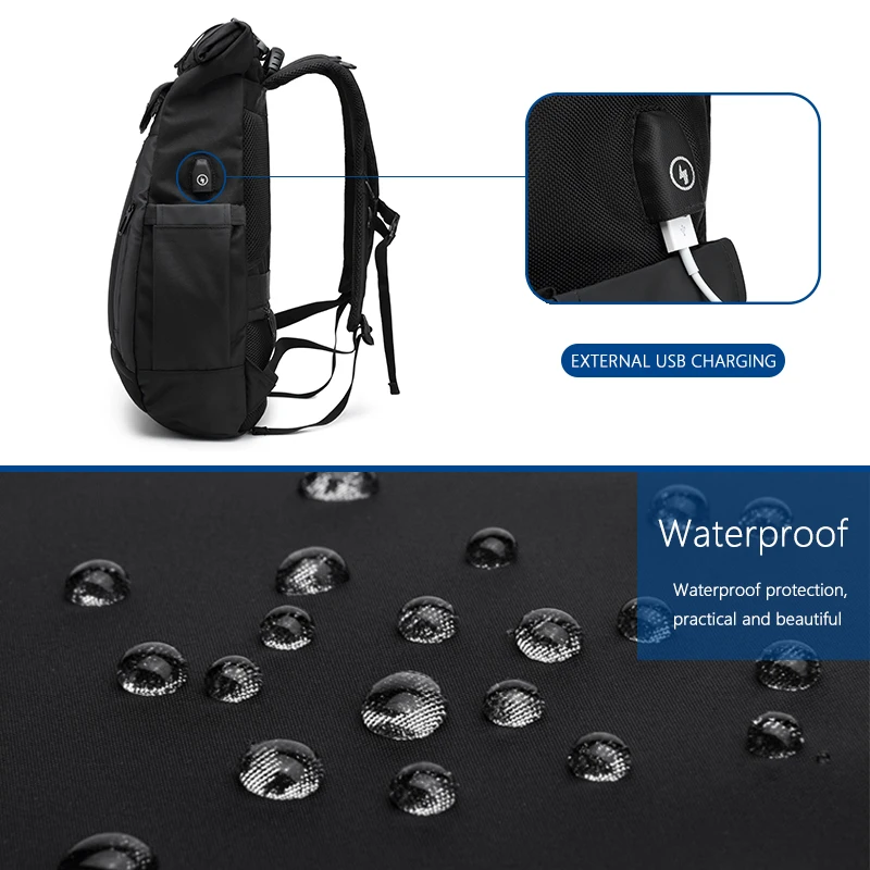 Ozuko 9066 Men's Trendy USB Backpack Multifunction Smart Travel Bag Fashion Commuting College Business Use Stylish Laptop