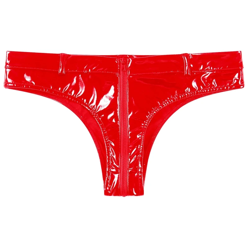 Womens Zipper Crotch Booty Shorts Wet Look Patent Leather Briefs ...