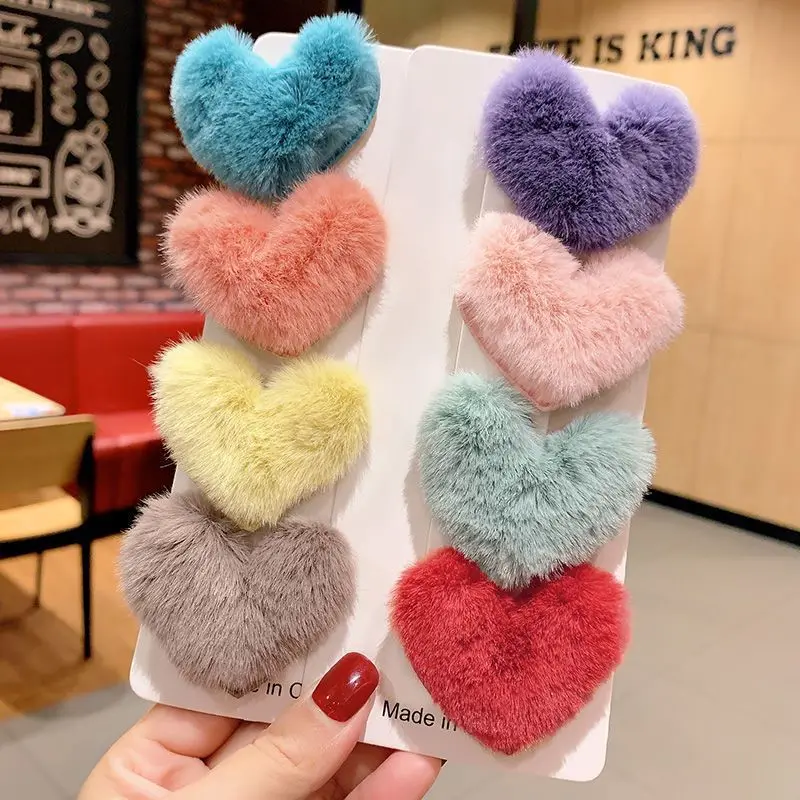 Hot Selling Faux Fur Hair Clips Sweet Warmer Heart Hairgrips For Girls  Accessories - Buy Hairgrips,Girls Hair Accessories,Winter Hair Accessories  Product on 