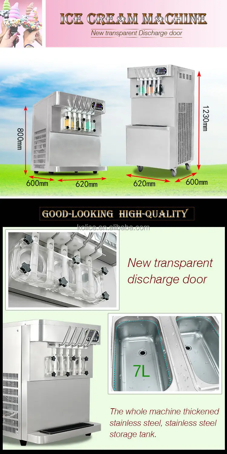 Kolice Table Top 5 Flavors Soft Ice Cream Machine/ice Cream Machine