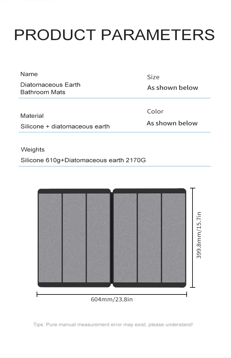 Foldable Diatomite Bath Mat - Quick Dry, Super Absorbent Stone Mat For Bathroom Shower Floor