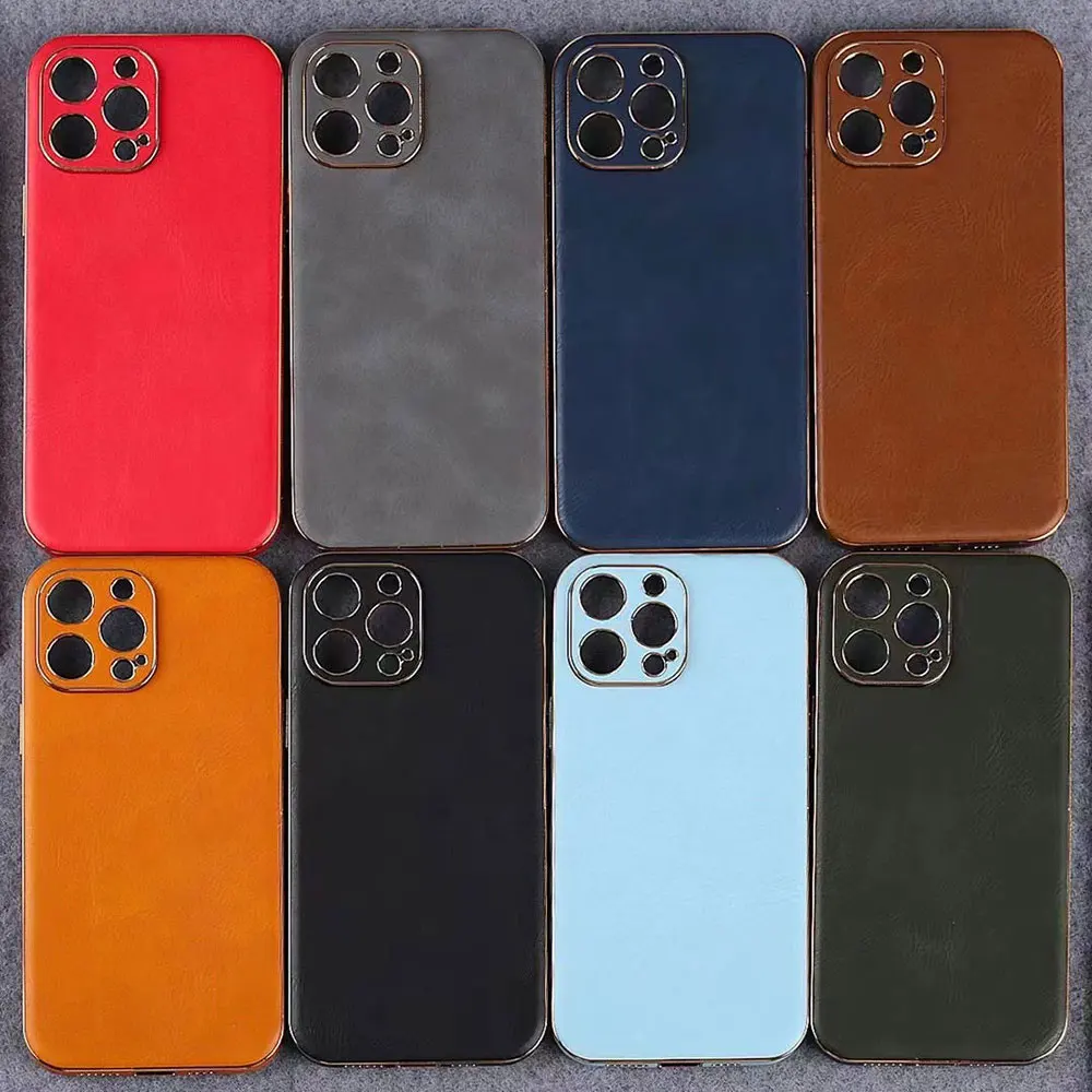 Pure Colour Phone Case For Iphone 15 14 13 12 11 Xr Xs Max Pro Plus Leather Mobile Covers Anti-Fingerprint Luxury Sjk426 Laudtec details