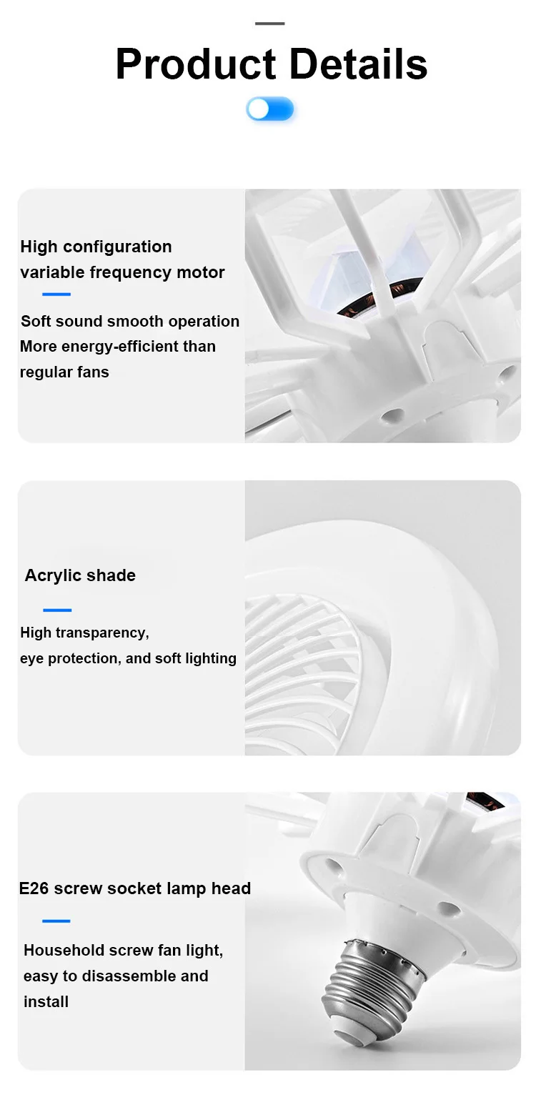 Ceiling Led Fan Light - Intelligent Dimming & Remote Control