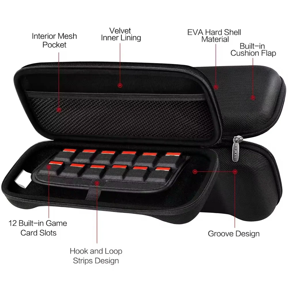 product portable hard shell pouch carrying travel game bag for nintendo switch 2 accessories holds 12 game cartridge laudtec-4