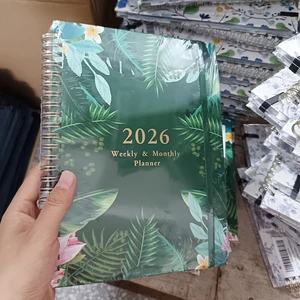 2026 A5 English Efficiency Journal Calendar Planner Spiral Binding Weekly Schedule Plan Book with Straps