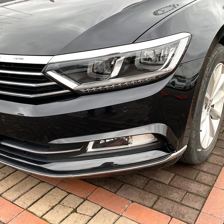 For VW Passat B8 Variant Front Fog Light Frames Cover Trim Sticker Grille 2016 2017 2018 2019 Body Kit Tuning Gloss Black Tuning