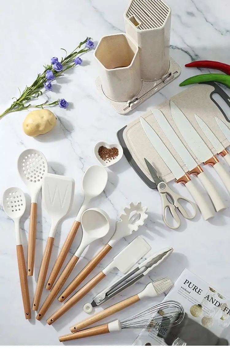 Silicone Kitchen Utensils Set 18 Piece Tools Utensils Full Set Kitchen ...