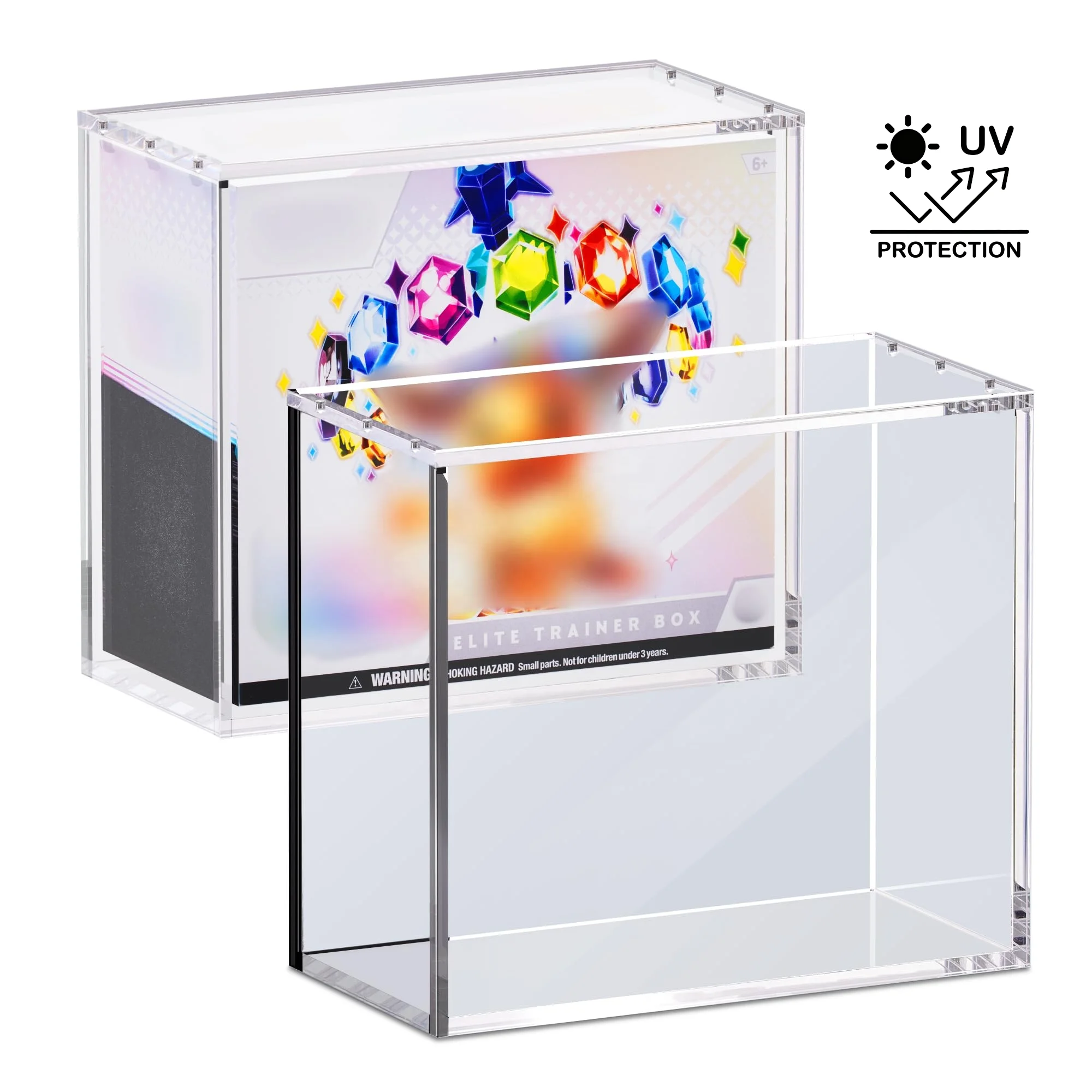 kotak Pelatih Elite Akrilik dengan Resistansi UV 99% dan Magnet Kuat, Kotak Booster untuk Koleksi Pokemon, Kotak Pelindung dan Pameran Akrilik ETB