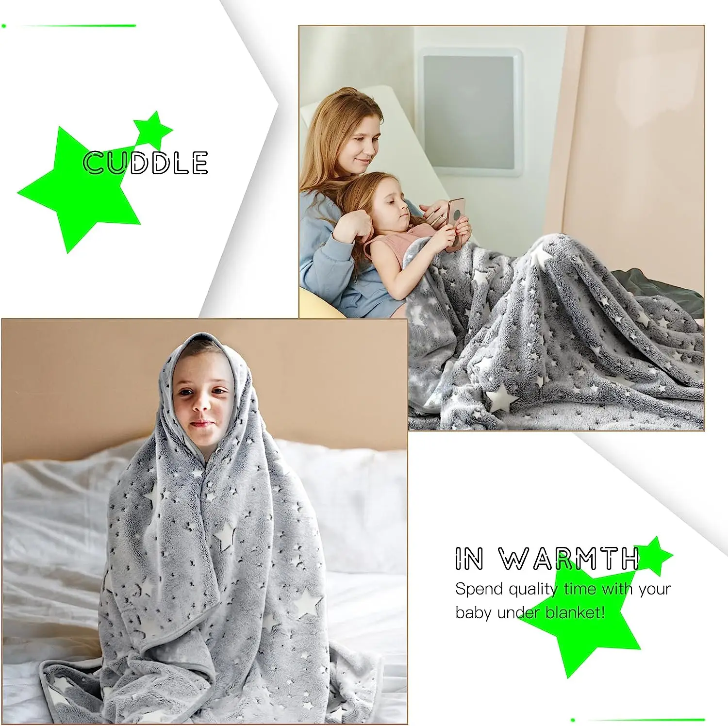 Couverture bebe nouveau produit 2023 Светящиеся в темноте светящиеся одеяла на заказ звезды шерпа Флисовое одеяло с единорогом для