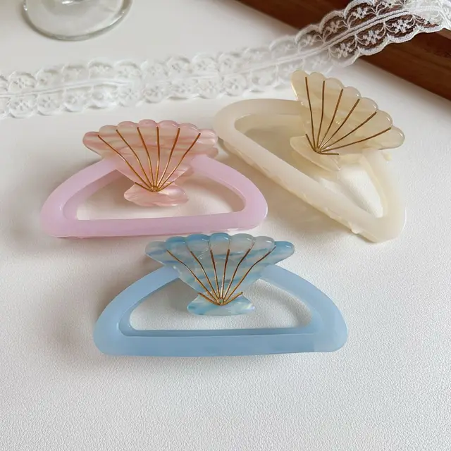 Korean Shell Ganchos Para El Cabello Clips High-end Hollow Shark Clip Semi-circular Personality Dish Hair Accessories Headdress