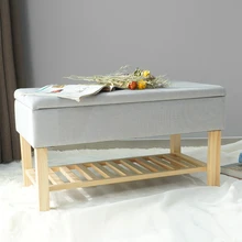 Factory Customized Modern Linen Stool Seat Design Folding Ottoman Storage Bench With Drawer