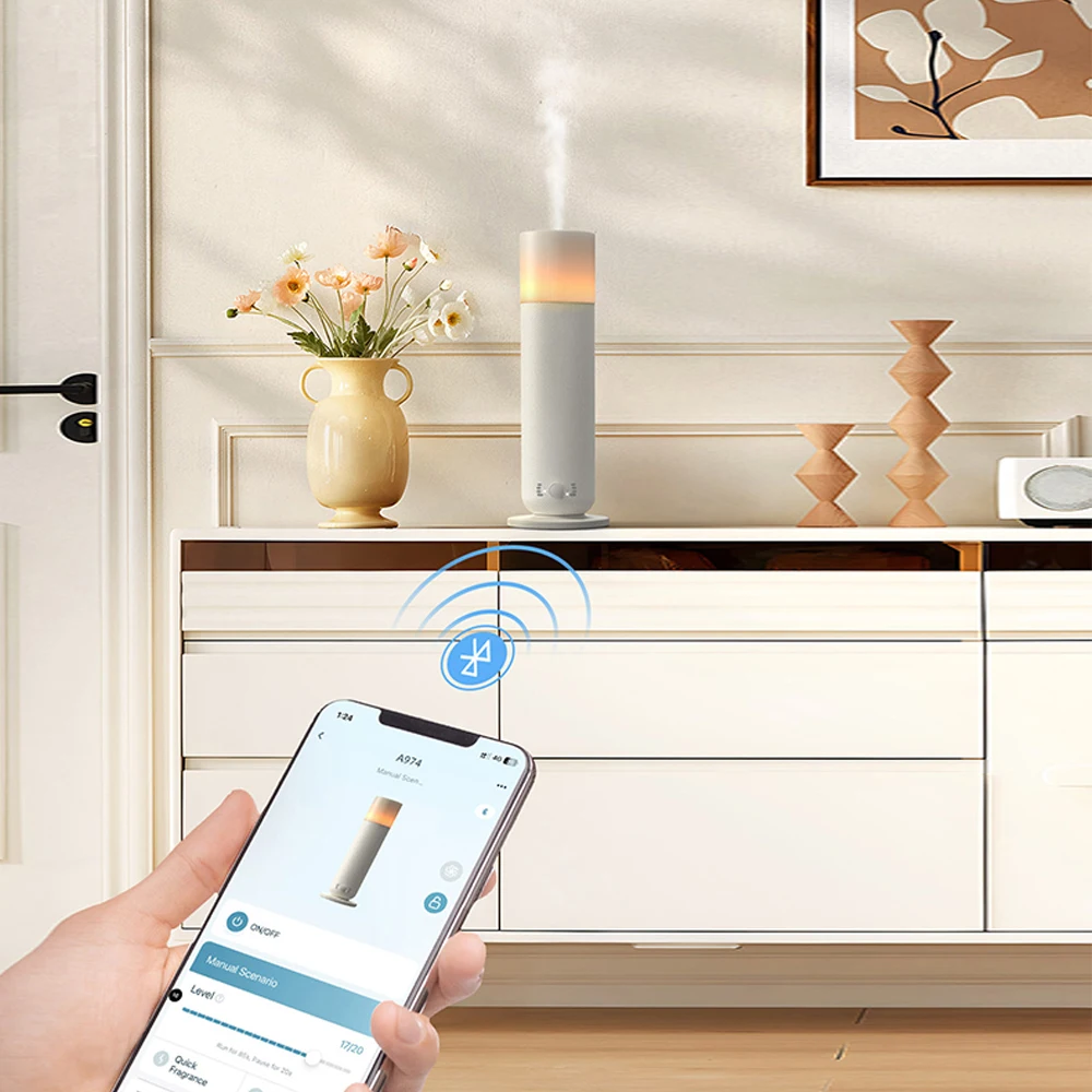 SCENTA Tabletop LED Light Electric Bluetooth Room Scent Diffuser Machine,Smart Waterless Aroma Essential Oil Diffuser for Room
