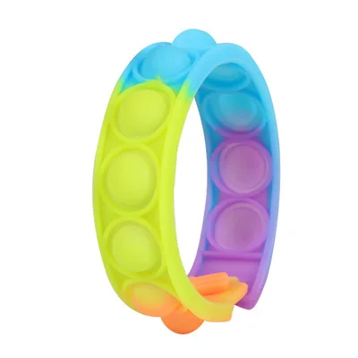 TwCare 16 Pcs Bracelets Glow in The Dark Pop It Fidget Toy, Rainbow Party Favors, Anti-Anxiety Stress Relief Wristband Set, Push Bubbles Sensory Autistic