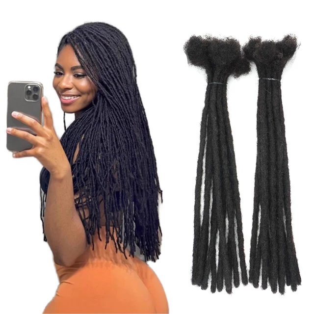 KAMA Wholesale 10 Strands Soft Remy Malaysian Human Hair Dreadlocks Crochet Straight Extensions for Black Women/Men
