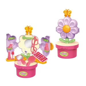 ITTL Portable 4 in 1 Beauty Set Flower Port Storage Children Pretend Play Preschool Game Make up Toys for Girls Kids