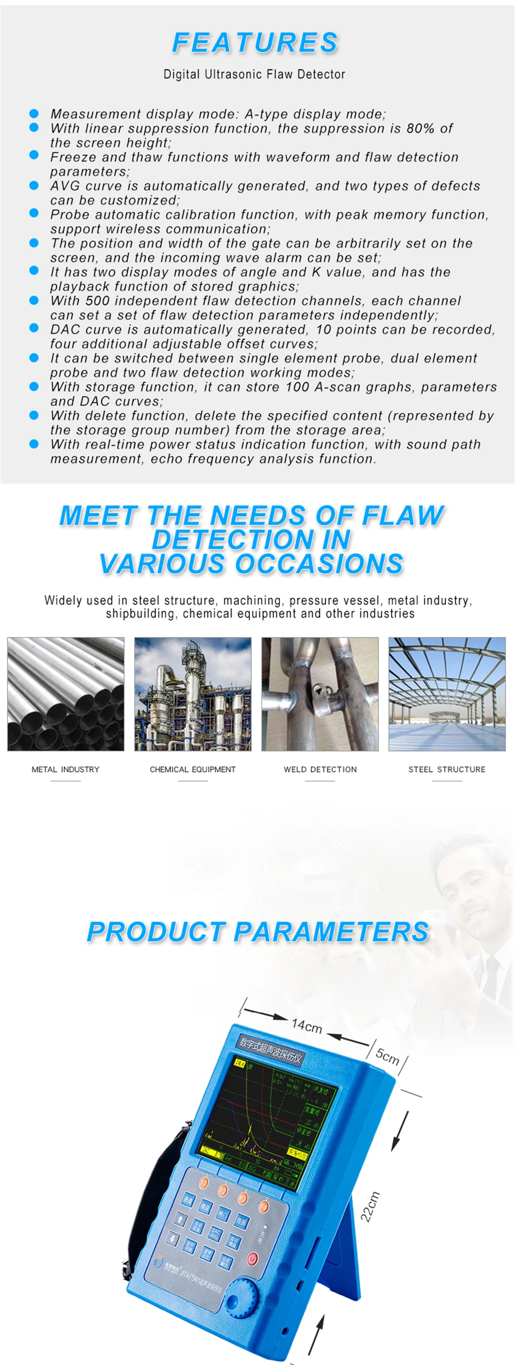 3q Digital Portable Ultrasonic Flaw Detector Yut2600 For Metal Crack