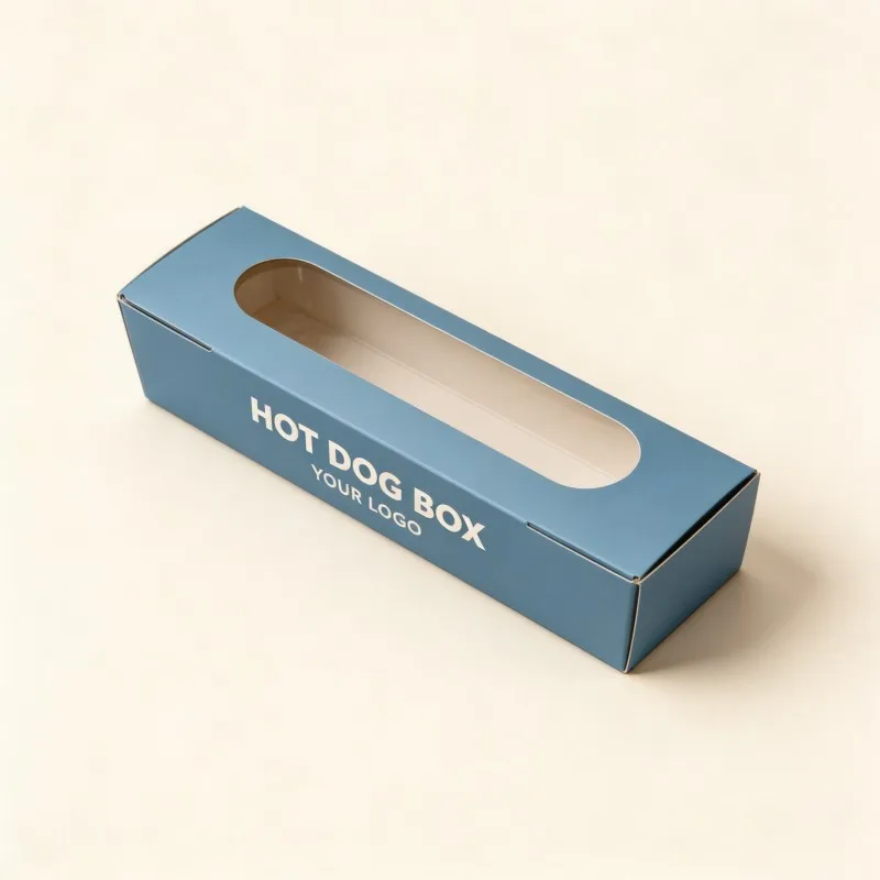 Food Grade Recyclable Cheap Kraft Paper Box with Window Soy Ink Hot Dog baguette Sandwich Bakery Bread Packaging Shipping Boxes