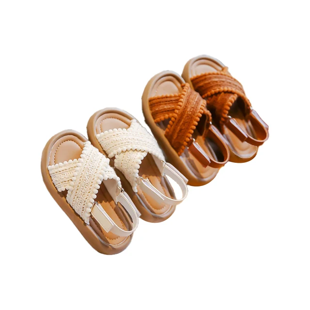 Girls ethnic style sandals 2024 summer new casual soft bottom children's retro beach shoes