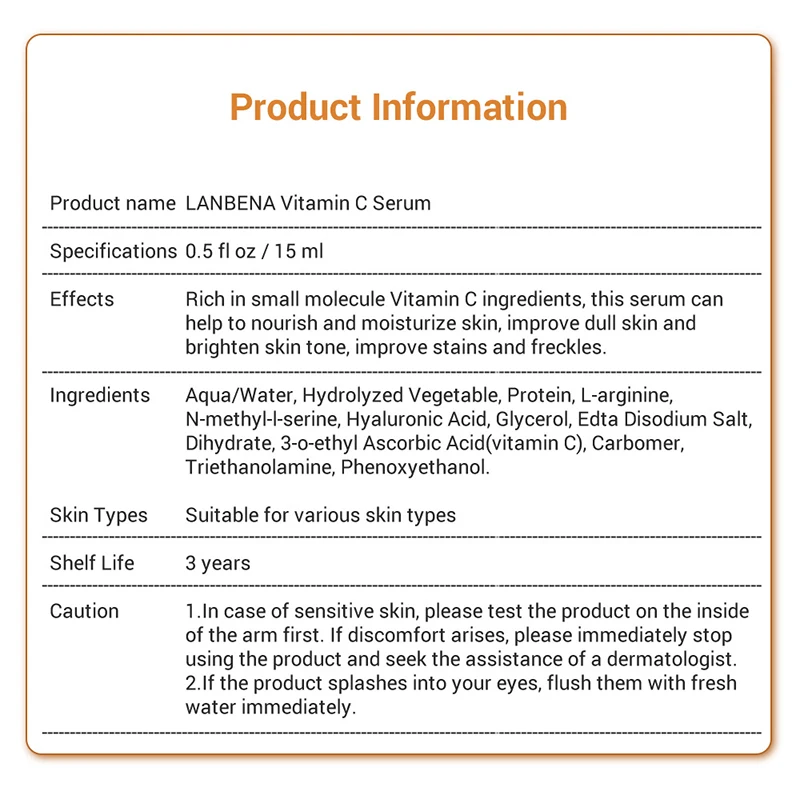 LANBENA Whitening Brightening Moisturizing Skin Care Serum Vitamin C Serum for Face