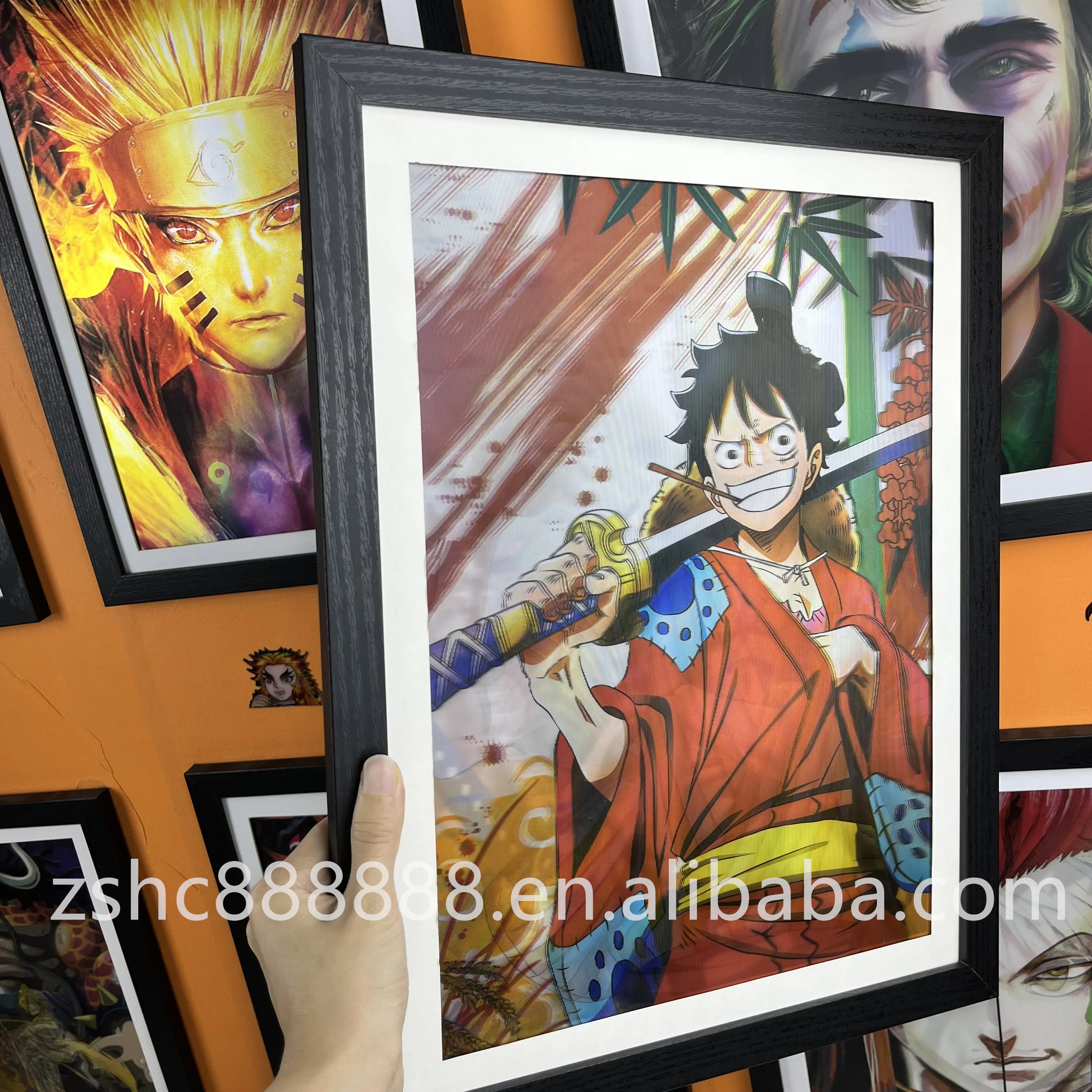 Newest Designs Anime One Pieced Posters Three Characters Sanji Luffy Zoro 3D Lenticular Flip Posters Wall Art Room Decor