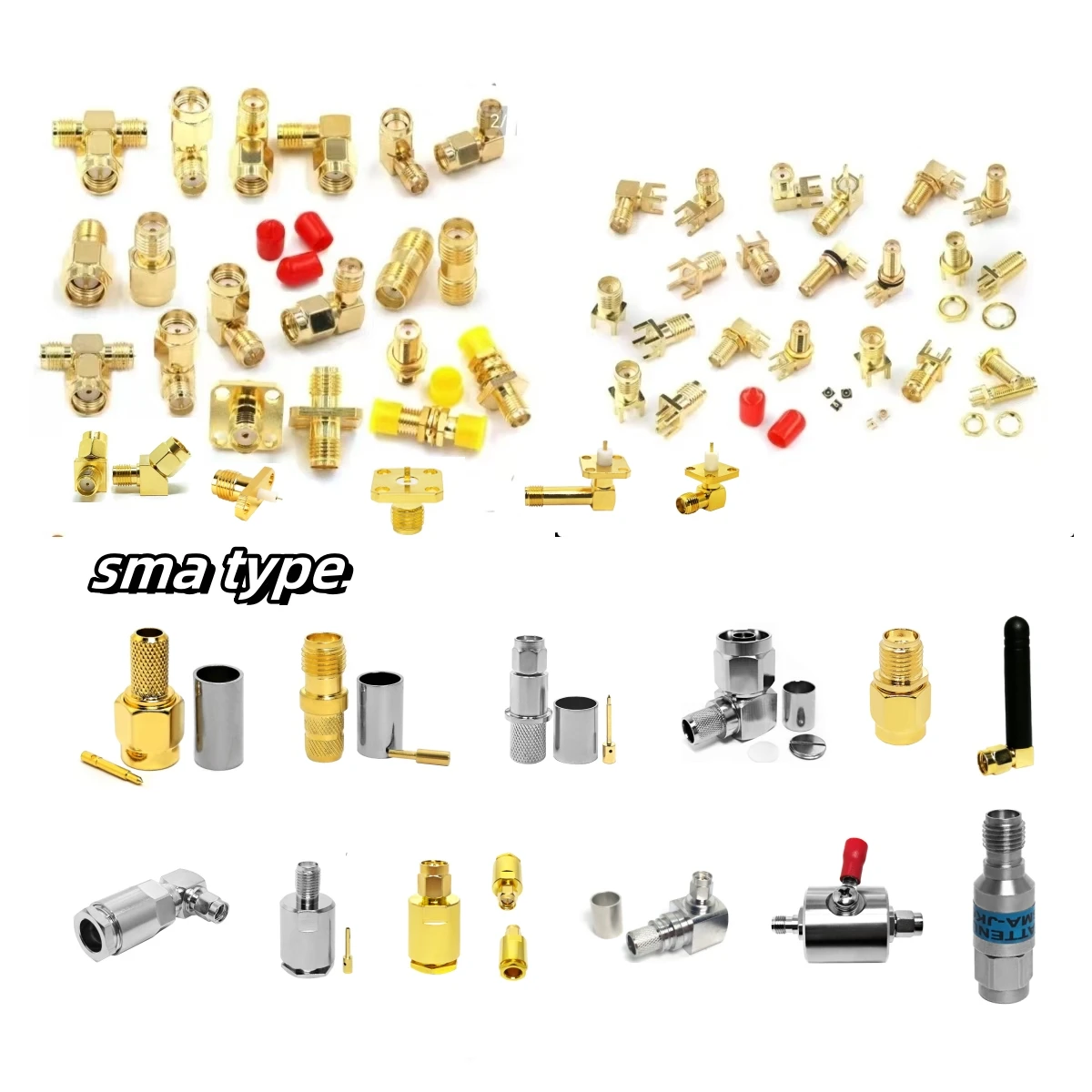 Factory Supply Gold Plated Sma Female Jack Hembra 4  Hole Flange Panel for 141 Cable  Screw Rf Coax Coaxial Connector Rohs