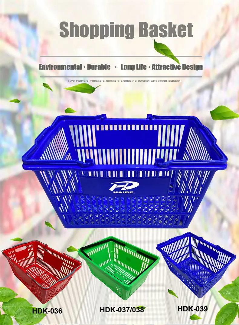 Grocery Fruit Vegetable Shopping Basket Cart With Handle Plastic Hand