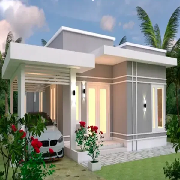 Modern Design 100m2 Prefab House With Modern Design Kitchen and 2 Bedrooms