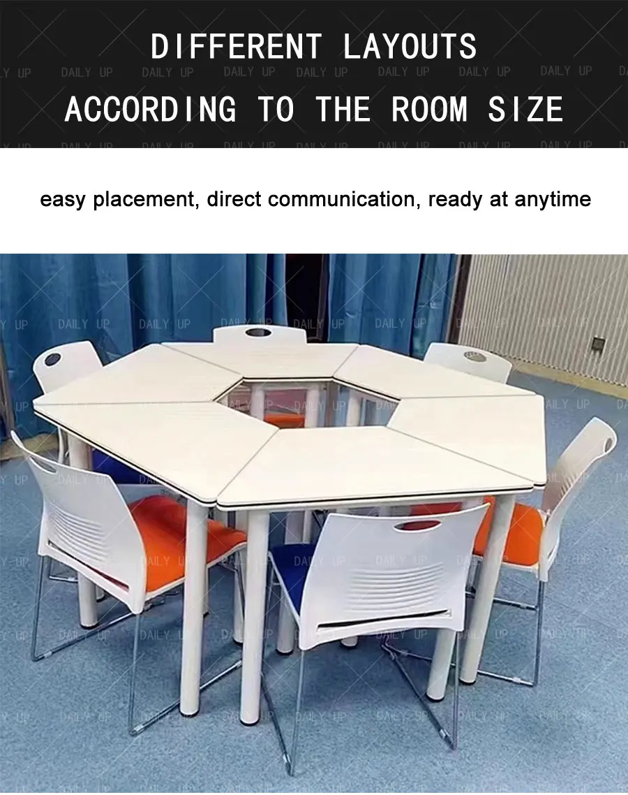 Group Reading Table and Chair With Colorful Desktop For Library Activity Studying Group Modular Reading Chair Adjustable