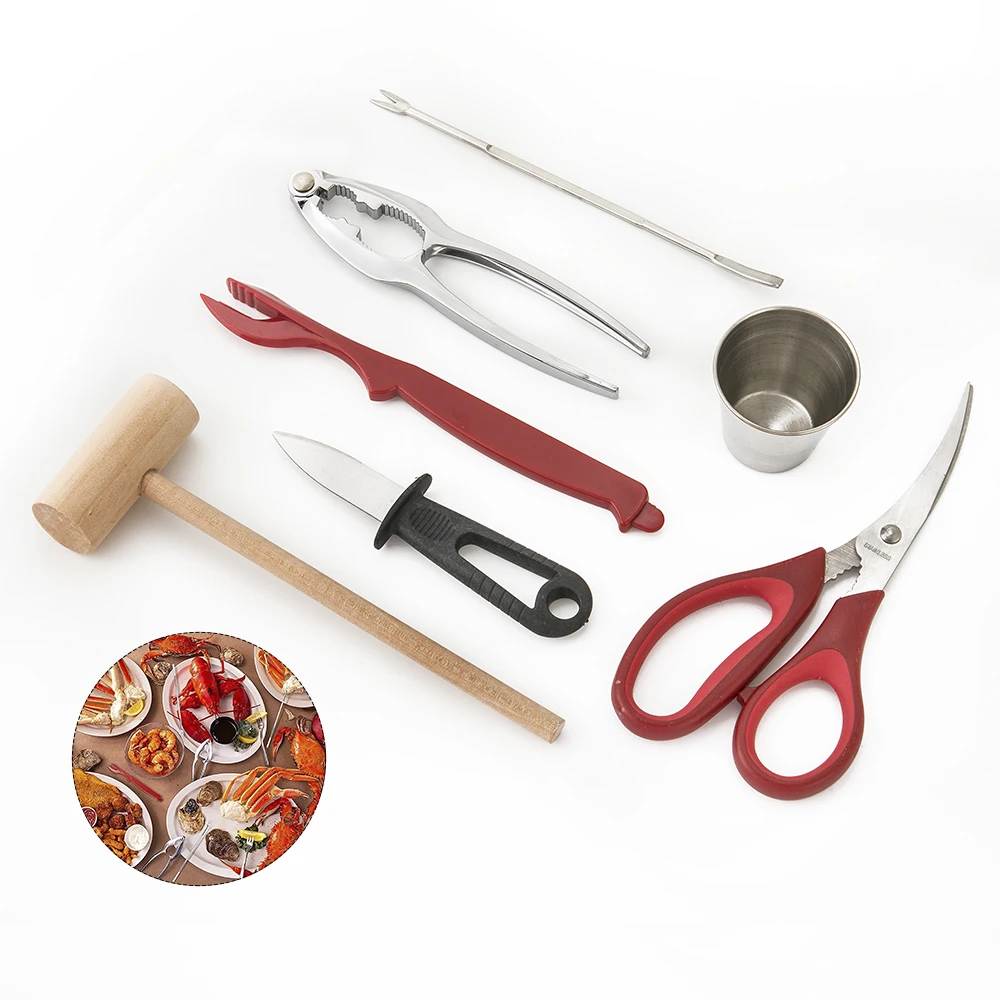 Устричный нож, ловушка для морепродуктов, ловушка для омаров, краб, крекер для орехов, вилка для ног, чашка для соуса, краб, Маллет, краб, ножницы, набор инструментов для морепродуктов