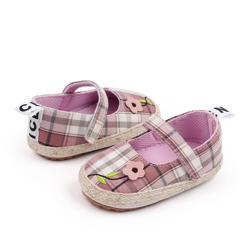 New Arrival Non-slip Spring and Summer Plaid Design Baby Girl Toddler Shoes factory
