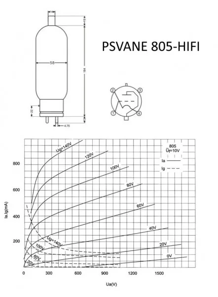 Professional Amplifier Type PSVANE Vacuum Tube 805