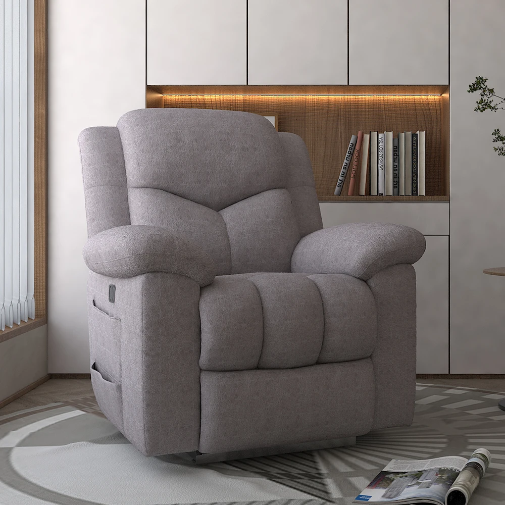Factory Directly Hot Selling on Line Grey Teddy Fabric Swivel Power Electric Recliner Sofa Chairs for Amazon
