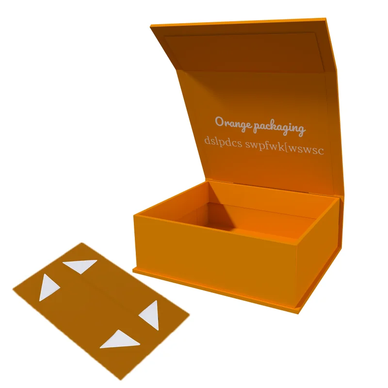 Großhandel modische orangefarbene magnetische Klappschachtel mit Logo Verpackung für Bekleidung meistverkaufte recycelbare Versandtasche Lieferant für magnetische Klappschachteln Lieferant für individuelle Klappschachteln aus Papier Fabrik