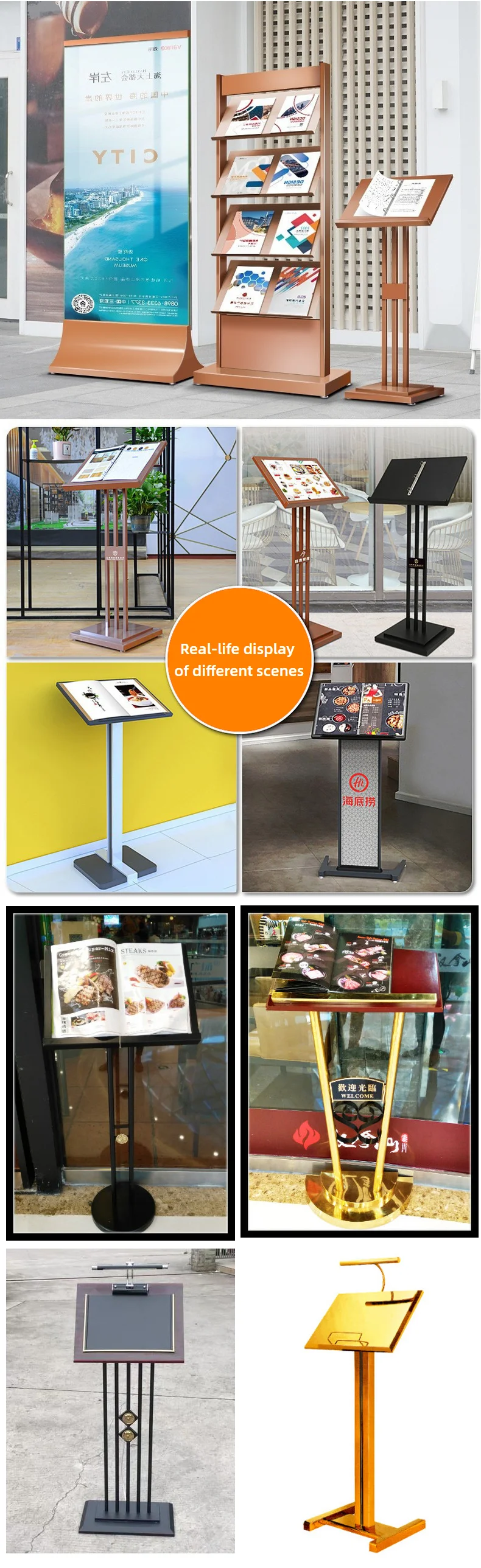 Restaurant Menu Display Stand With Lights Sales Office Contract