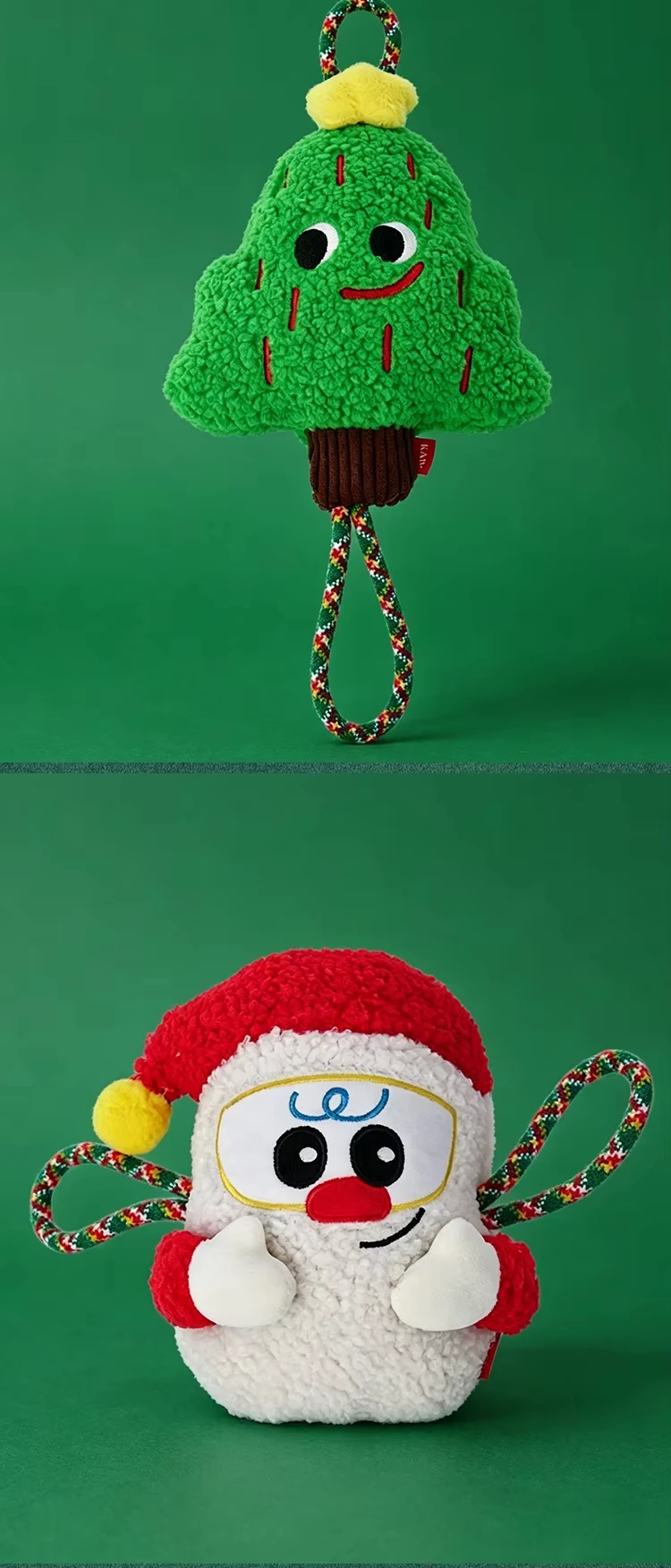 product christmas plush dog toy self entertaining chew resistant knots squeaker interactive tug of war toy for burning energy santa-6