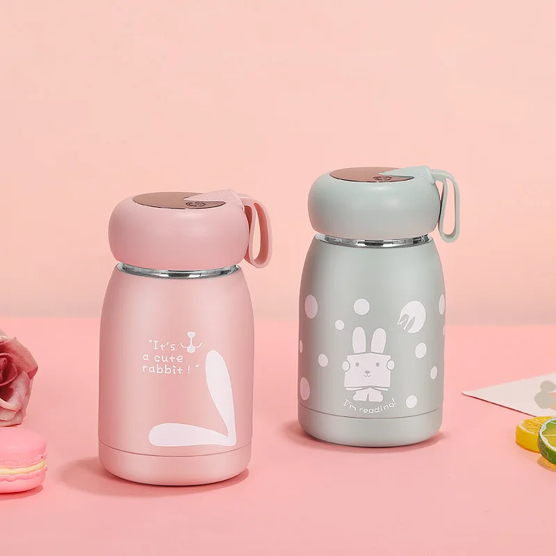 330ml Cute Mini Insulated Flask Led Temperature Display Kids Stainless Steel Water Bottle