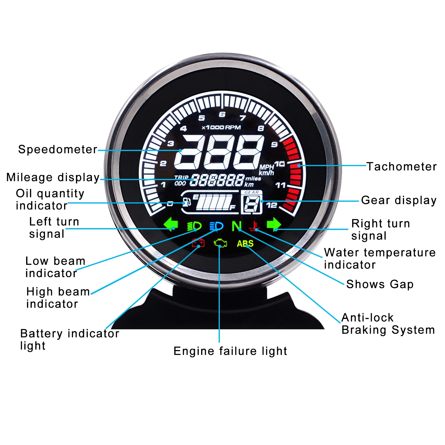 GoolRC Mini Universal LCD Digital Motorcycle Meter Speedometer Digital Odo Meter Electric Motor Bike Tachometer