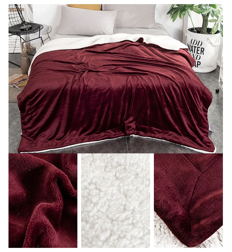 Soft Reversible Fleece Blanket Extra Thick Flannel Sherpa Blankets Navy