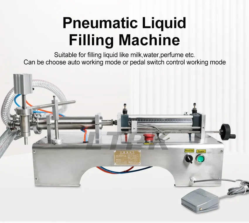 Pneumatic Piston Liquid Filler Shampoo Gel Water Wine Vinegar Coffee Oil Drink Detergent Filling Machine