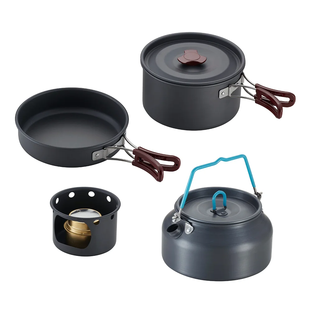 Factory Price 4Pcs Aluminum Camping Kitchen Kit Outdoor Portable Camping Cooking Set