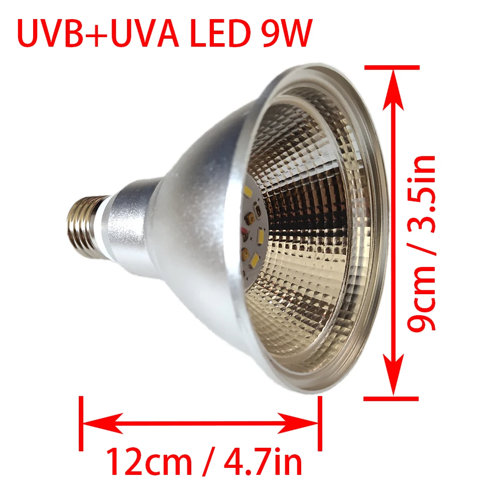 9W UVA UVB LED爬虫類ライトランプフルスペクトルタートルUVB 5.010.0