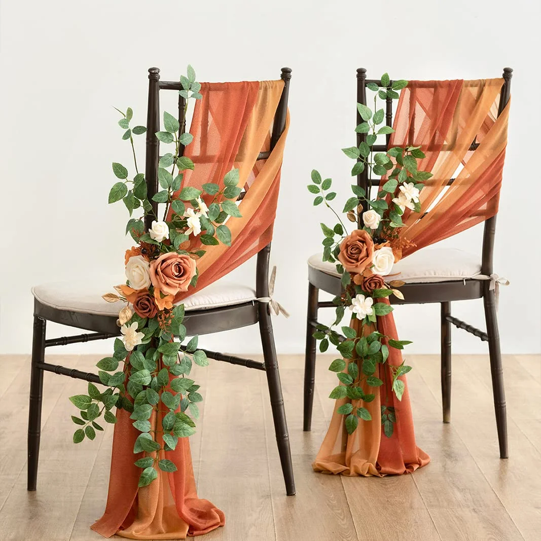 Fall Wedding Chair Decorations Aisle Pew Church Artificial Flowers Greenery  Swags Bench Ceremony Reception Party Outdoor Decor| Alibaba.com, image size:1067x1067