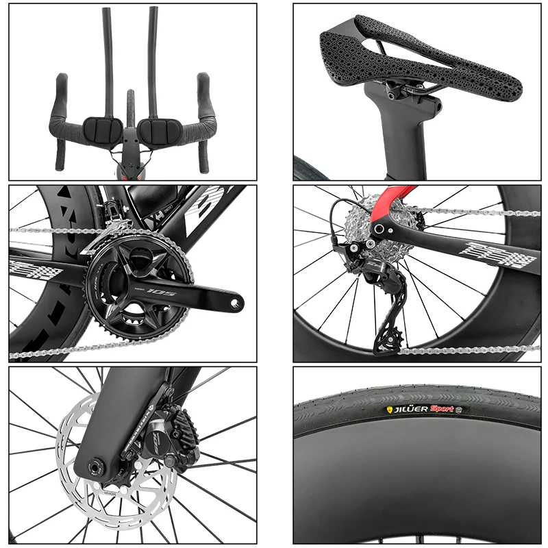 BXT Lightweight Full Carbon Triathlon Bike Frame - Shimano 105