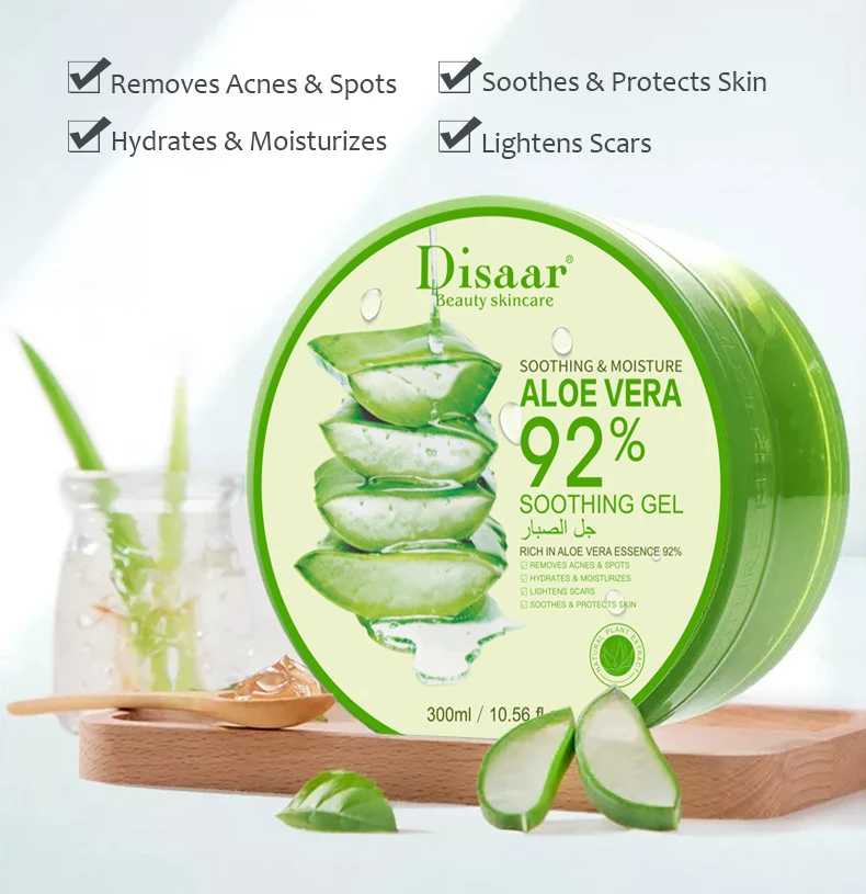 Disaar Organic Aloe Vera Natural Moisturizing Anti-Acne Aloe Vera Gel for Face Skin Care After Sun Repair