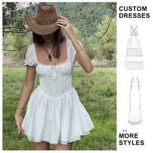 Women's Gothic Lolita Empire Waist Stand Collar Anti-Static Mini Dresses Vintage Punk Puff Sleeve a Line Swing Short Dress