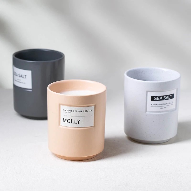 Custom Logo Exclusive Label Candle Container Vessels Empty Ceramic Jars for Candles Luxury Candle Jar Wholesale