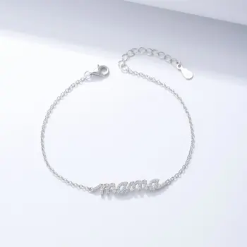 Factory Wholesale Mother's Day S925 Sterling Silver Zircon Letter Mama Bracelet For Mom Gift