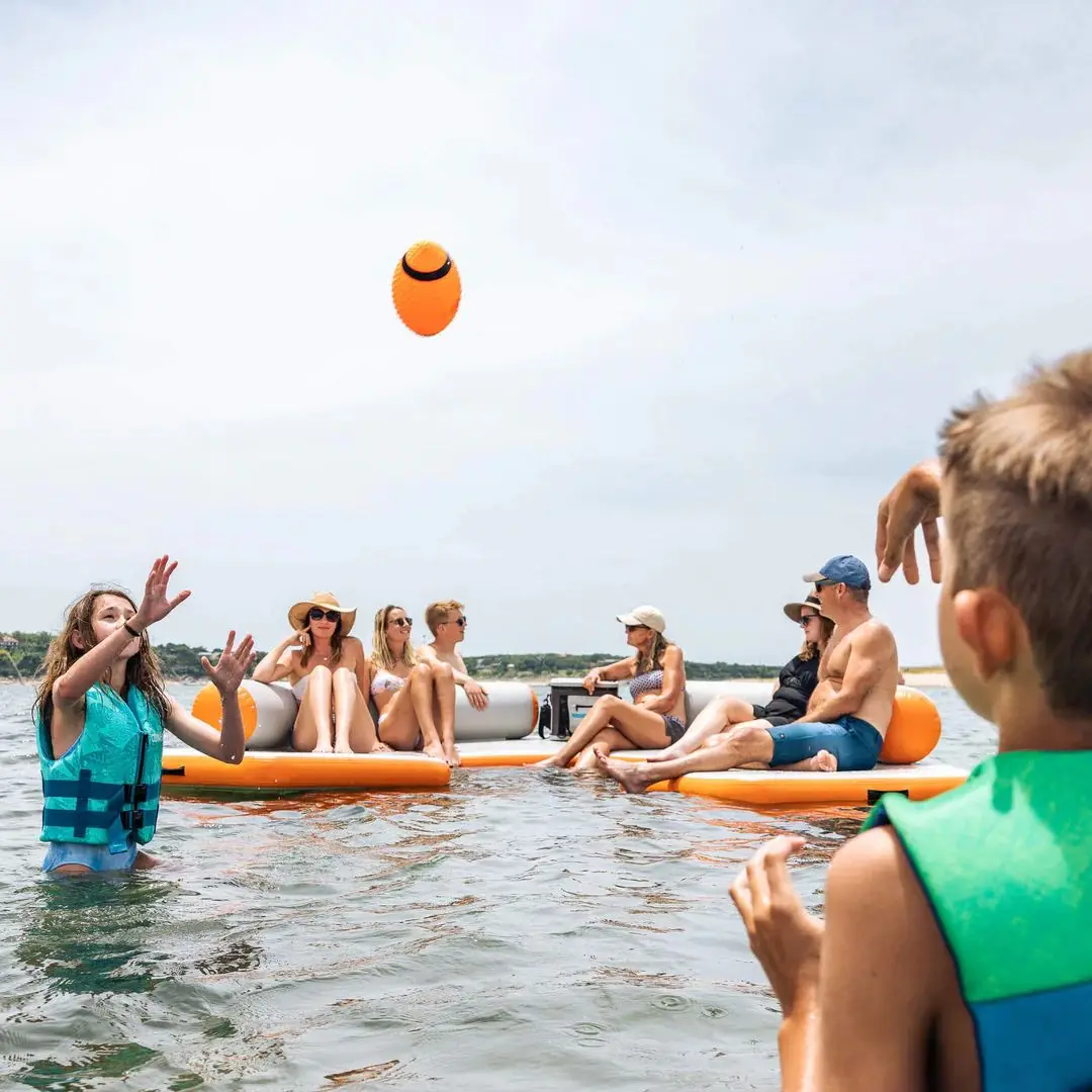 Funworldsport Inflatable Floating Hex Lazy Dock - 5-10 Passengers