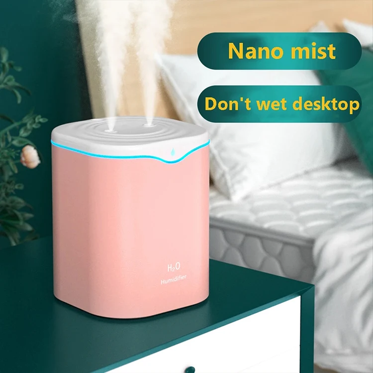 2200ML USB Air Humidifier for Office Double Spray Port Essential Oil Aromatherapy Diffuser Cool Mist Maker Fogger for Home